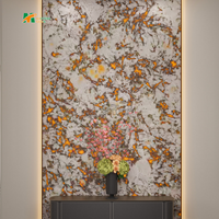 Dalle en pierre frittée MT Stone White Black avec taches orange pour carrelage de sol, plan de travail et comptoir