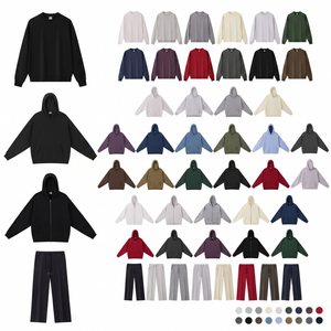 Low Price Wholesale Heavyweight Blank Hoodie Oversized Sweatshirt 6690 Custom Streetwear 400GSM <b>Plain</b> Cotton Men <b>Tracksuit</b> Set - Product Image 1