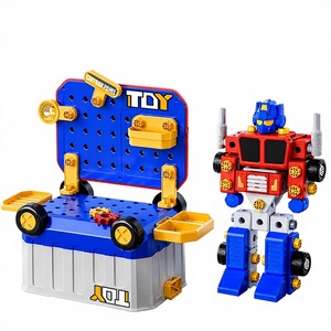 Cassetta degli Attrezzi in Plastica per Bambini da 40 Pezzi, Set di Riparazione con Trapano Elettrico e Cacciavite, Banco da Lavoro Smontabile e Trasformabile per Ragazzi - Product Image 1