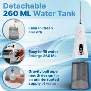 เครื่องทำความสะอาดฟันแบบพกพา IPX7 300 มล. สำหรับเดินทาง ใช้พลังงาน USB  ไร้สาย สำหรับทำความสะอาดช่องปาก ใช้ในบ้าน ขายส่ง - Product Image 6