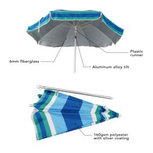 Parasol <span class=keywords><strong>de</strong></span> plage portable robuste <span class=keywords><strong>de</strong></span> 6 pi avec ancre <span class=keywords><strong>de</strong></span> sable, hauteur réglable, évent en aluminium, <span class=keywords><strong>abri</strong></span> solaire pour patio, <span class=keywords><strong>jardin</strong></span> et extérieur - Product Image 4