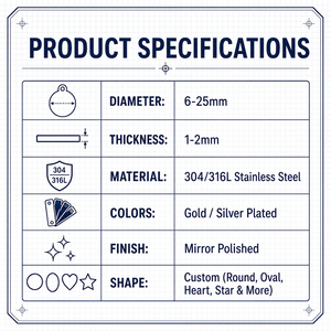 จี้สแตนเลสสตีลแบบกำหนดเอง ขัดเงา รูปหัวใจวงรี สำหรับทำสร้อยคอ - Product Image 6