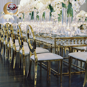 Mesa de Comedor Rectangular Moderna y Lujosa con Marco de Acero Inoxidable y Cristal para Restaurante, Eventos, Bodas, Hotel y Sala de Estar - Product Image 5