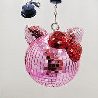 Boule Disco Amusante Chat Argenté, Cercle Réfléchissant Style Disco, Ornement Globe en Verre Argenté, Éclairage de Scène