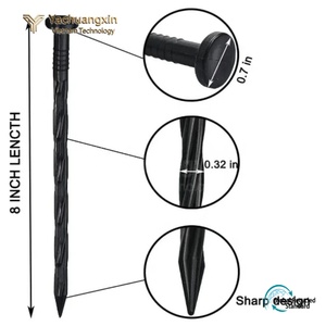 Black Steel Industrial Grade Tent Pegs with Spiral Design and PP Handle for Outdoor Camping All Seasons Use - Product Image 2