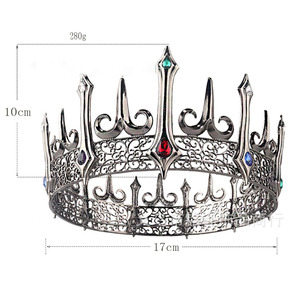 Birthday Party Tiara Men Vintage <strong>Crown</strong> Diamond Metal Crystal <strong>Kings</strong> Full Round <strong>Crown</strong> GAME of THRONES - Product Image 2