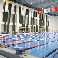 Carrelage de bord de piscine en céramique émaillée bleue antidérapante de qualité compétition, bord arrondi