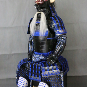 Armure de samouraï japonaise portable bleue avec lacets, masque Okegawa <span class=keywords><strong>Do</strong></span> Yoroi Menpo, armure intégrale en fer, modèle découpé pour personnage de film/télévision - Product Image 1