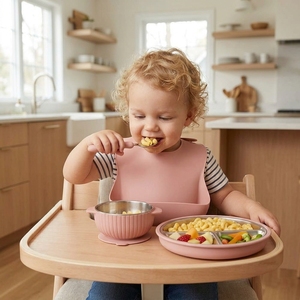 Assiette pour enfants en acier inoxydable 304 de qualité alimentaire avec <span class=keywords><strong>logo</strong></span> personnalisé, sans BPA, ensemble d'alimentation pour bébé en silicone écologique pour accessoires de bébé - Product Image 4