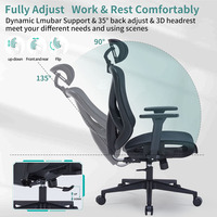 Chaise de bureau ergonomique moderne Ruibao M3, dossier en maille, appui-tête, respirante, confortable, pivotante, pour de longues heures