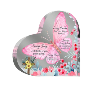 1 pezzo regalo acrilico, biblico e motivazionale versetto decorazione a forma di cuore per la donna. Compleanno donne fedeli, targa segno stanza - Product Image 1