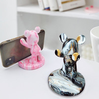 Support de téléphone portable en résine fluide 11 cm, motif lapin et chat, kit de peinture pour enfants, support de téléphone portable fait main, modèle artisanal, vente en gros