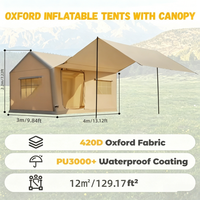 Tente de Luxe à Baldaquin pour 6-10 Personnes, Oxford Imperméable 420D, Tente de Camping Gonflable d'Extérieur, Maison de Camping à Montage Rapide