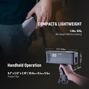 <span class=keywords><strong>NEEWER</strong></span> Q3 200Ws 2.4G TTL Flash (2ème Version) 1/8000 HSS GN58 Lumière Stroboscopique Portable Photographie avec Batterie Lithium 3200mAh - Product Image 4
