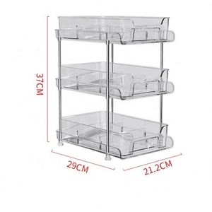 Estante de Almacenamiento Plegable Transparente de 2 Niveles, Organizador de Cosméticos de Acero, Plástico y Acrílico para Baño - Product Image 1