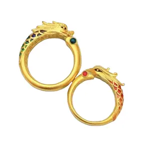 निर्माता थोक फैशन ड्रैगन ड्रैगन और फीनिक्स एक शुभ अंगूठी है पुरुष ड्रैगन के आकार की महिला फीनिक्स के आकार की अंगूठी