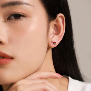 Pendientes de Plata de Ley S925 con Circonita Morada en Forma de Lágrima, Serie Animal, Versión en Cobre Personalizable, con Diseño de Paloma, para Mujer - Product Image 5