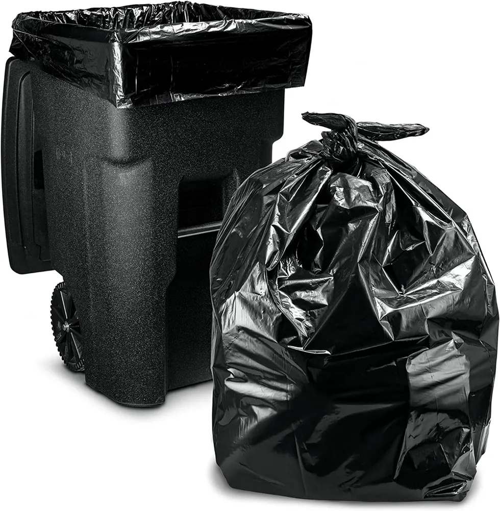 60L-100L kantong sampah ekstra besar kantong sampah hitam tas sampah khusus dan komersial untuk tempat sampah luar ruangan