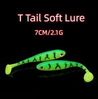 Leurres souples de pêche Cheery WT30 T-tail 7cm/2.1g, leurres souples artificiels Shad, tête de jig, appâts souples en silicone pour la pêche