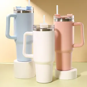 40oz thép không gỉ cách nhiệt chân không phích với rơm Nắp xử lý nhiệt Flask cho cà phê sữa giữ ấm mát chai nước