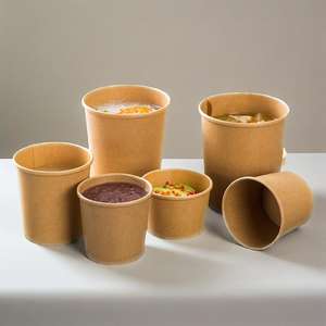 Bol en papier personnalisé avec logo pour soupe, bouillie, crème glacée, qualité alimentaire, vente en gros - Product Image 3