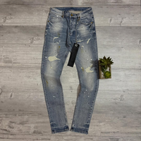 Jeans déchirés et usés personnalisés pour hommes, 100% coton, style vintage, lavage usé, impression sérigraphique, impression numérique DTG, personnalisable