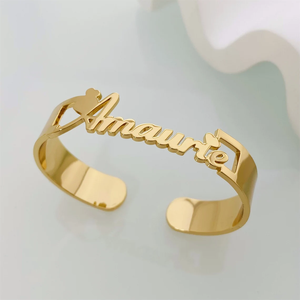 Qiuhan Ensemble <span class=keywords><strong>Collier</strong></span> et Boucles d'Oreilles en Acier Inoxydable Plaqués Or 18 Carats pour Femmes, Bijoux Personnalisés avec Nom - Product Image 5