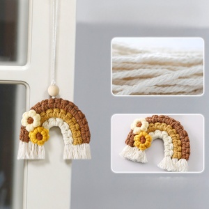 Petit décor de pépinière fait main <span class=keywords><strong>arc</strong></span>-<span class=keywords><strong>en</strong></span>-<span class=keywords><strong>ciel</strong></span> fleur forme macramé tissé tenture murale Boho enfants <span class=keywords><strong>chambre</strong></span> décoration gland cadeau EH2412100 - Product Image 3