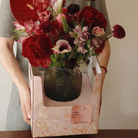 Boîte d'emballage pour plantes et fleurs à usage domestique, personnalisable, en gros, OEM, boîte à fleurs créative pliable avec poignée, impression CMYK