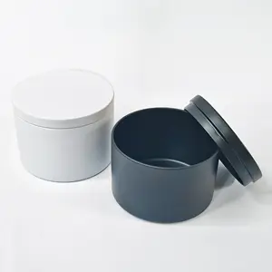 4oz 8oz 16oz Empty Soy Wax Candle Tin Jar Round Black Seamless Metal Container Candle Tins