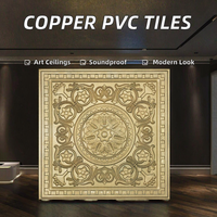 Panel de Techo 3D Cuadrado de PVC Color Cobre Marmoleado PL83, Insonorizado, Resistente al Fuego, Diseño Moderno para Hoteles, Centros Comerciales y Baños