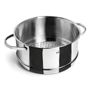 Pentola a vapore Lacor in acciaio inox da 24 cm con manici per cucinare verdure e frutti di mare - Product Image 1