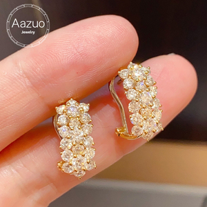 ต่างหูเพชร Aazuo ทองคำแท้ 18K สีเหลือง ประดับเพชรเพาะเลี้ยง E VS1 น้ำหนัก 2.43 กะรัต ทรงบริลเลียนท์ รับรองโดย GIC ของขวัญสุดหรูสำหรับผู้หญิง ใส่ได้ทุกวัน - Product Image 1