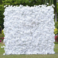 Nouvelle toile de fond florale 3D en soie blanche, style fermeture éclair, écologique et réutilisable, 8x8 pieds, pour décorations murales de mariage 2026