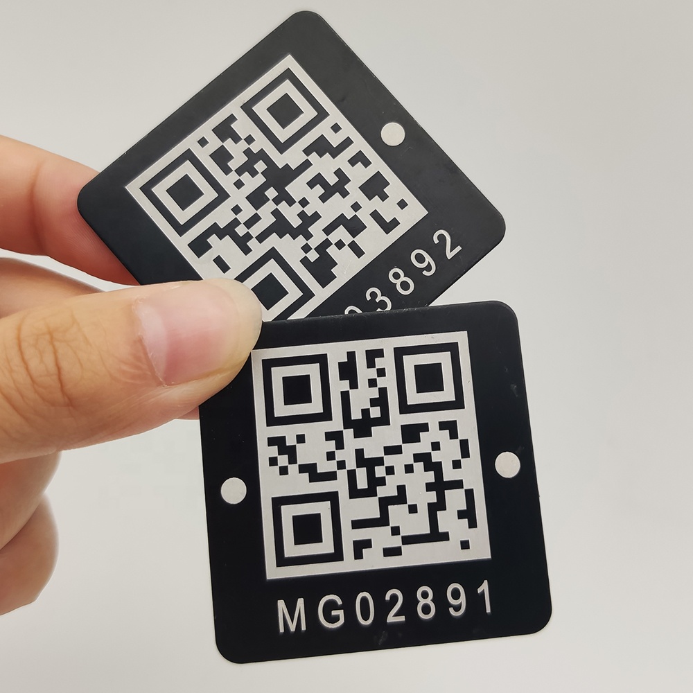 激光雕刻金属标签的高质量金属铝冲孔标签二维码序列号标签 - buy qr