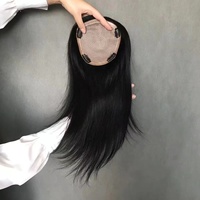 13x15cm Base en soie Top Postiche Vierge Clip dans les cheveux Topper pour les cheveux clairsemés Naturel Noir Femmes Cheveux Humains Topper