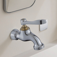 Robinet de lavabo moderne à poignée unique en laiton chromé, à ouverture rapide, mural, installation facile, pour machine à laver