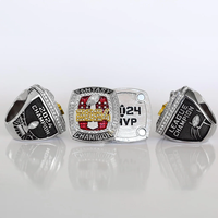 2024 Fantasy League Champion (Elite Design) Bague de championnat NOM PERSONNALISÉ (2 côtés personnalisés)-FoxRings Football FFL exclusif
