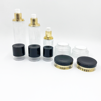 Ensemble de flacons cosmétiques ronds en verre de luxe avec pompe pulvérisatrice et diffuseur à bâtonnets pour gouttes ophtalmiques, sérum, crème pour le visage et soins de la peau