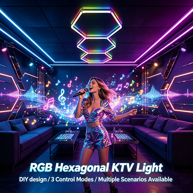 Customizable DIY RGB Hexagonal KTV Light Honeycomb Geometry RGB LED Light for Pub Disco Karaoke Box Ambient Decoration