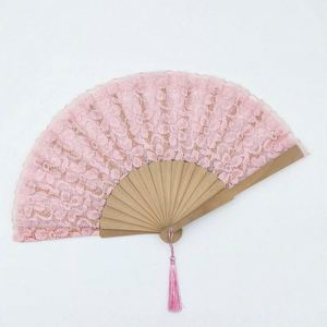 Ecofriendly Ladies Lace Colorful Cloth Folding Fans Spanish Victorian Hand for Wedding Party Favor Gift Dance Fan <b>Ornament</b> - Product Image 5