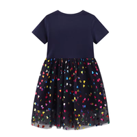 Robe en tulle à imprimé licorne marine pour filles, manches courtes, jupe tutu en maille colorée avec cœurs, tenue décontractée de princesse pour enfants, idéale pour les anniversaires
