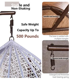 Fauteuil suspendu en rotin en forme d'œuf avec support, design tendance, pour l'extérieur et l'intérieur, meubles de jardin, balcon, patio, hamac - Product Image 4