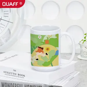 QUAFF toptan 15 oz baskılı kupalar süblimasyon bira kupası seramik kahve fincanı özel logo DIY