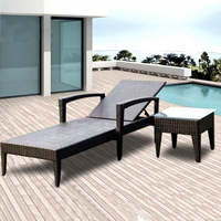 Chaise longue en rotin moderne personnalisable, mobilier de piscine extérieur, ensemble deux pièces, chaises longues, table basse, patio, piscine