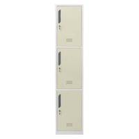 Casier de personnel en acier à 3 compartiments, robuste, pour le rangement des vêtements, armoire étroite en métal, casier de rangement