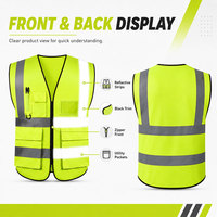 Chaleco de Seguridad Reflectante de Alta Visibilidad con Múltiples Bolsillos y Logotipo Personalizado para Construcción, Tráfico, Ingeniería, Trabajo, Ropa de Trabajo de Alta Visibilidad