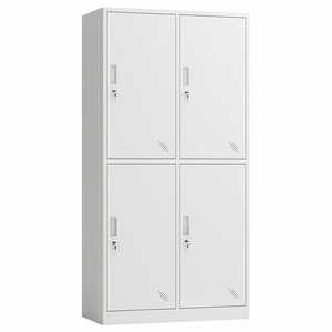 Armario de Almacenamiento de Acero de 4 Puertas, Armario Metálico Comercial para Ropa, <span class=keywords><strong>Armarios</strong></span> Resistentes para Personal de Oficina, Gimnasio, Escuela, con Cerradura de Combinación - Product Image 1