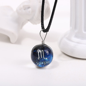 Sáng Vũ Trụ Chòm Sao Hành Tinh Hoàng Đạo Vòng Cổ Phát Sáng Trong Bóng Tối Thủy Tinh Mặt Dây Chuyền Dây Chuyền Người Đàn Ông Phụ Nữ Cổ Điển Đồ Trang Sức - Product Image 6