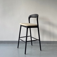 Chaise de bar moderne en bois massif avec accoudoirs fixes, légère et stable pour la maison, l'extérieur et l'hôtel